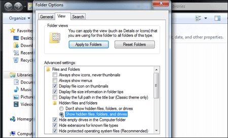 Show Hidden Files on Windows 7