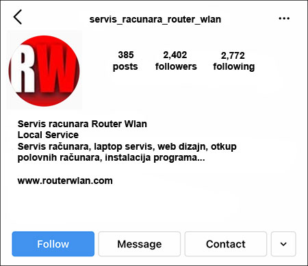 instagram poslivni nalog